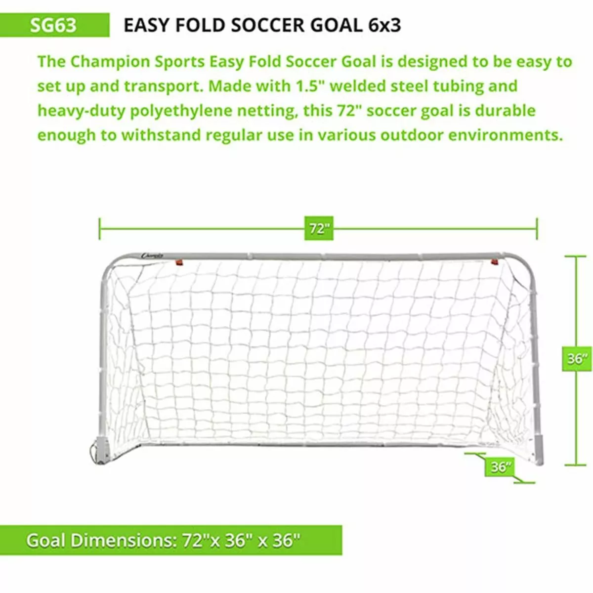 Champion 3'x6' Easy Fold Soccer Goal 6 Champion 3'x6' Easy Fold Soccer Goal - Image 6