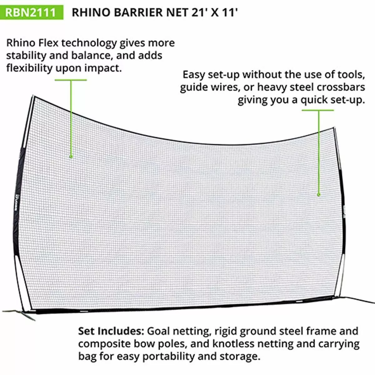 Champion 11'Hx21'W Rhino Flex Lacrosse Barrier Backstop Net 5 Champion 11'Hx21'W Rhino Flex Lacrosse Barrier Backstop Net - Image 5