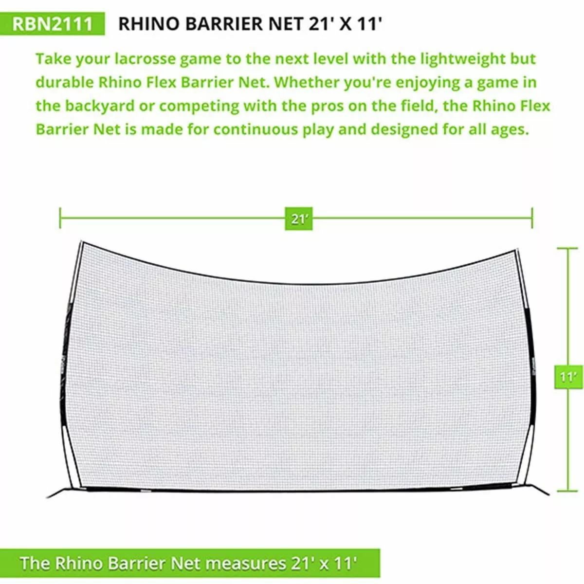 Champion 11'Hx21'W Rhino Flex Lacrosse Barrier Backstop Net 6 Champion 11'Hx21'W Rhino Flex Lacrosse Barrier Backstop Net - Image 6