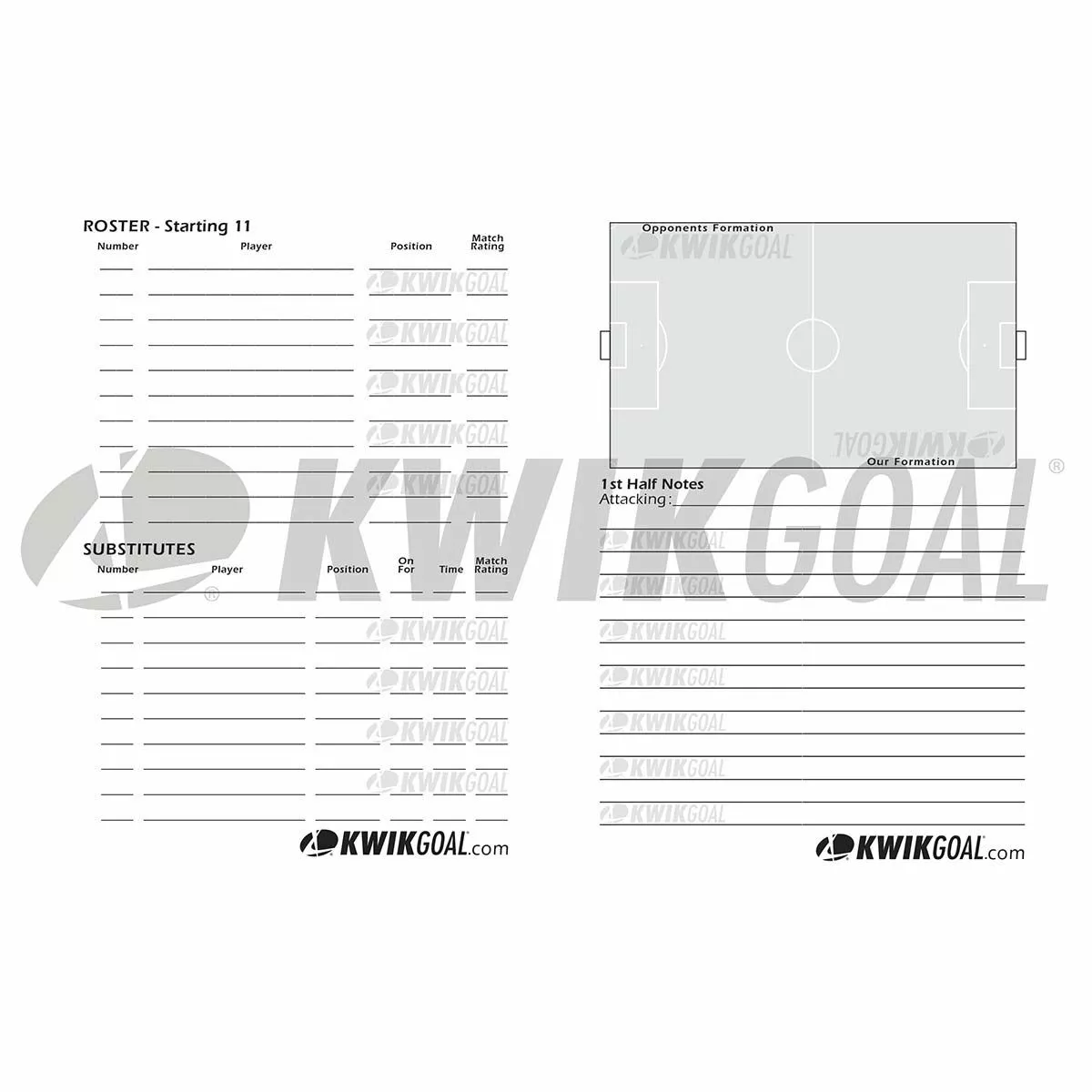 Kwik Goal Soccer Coach's Game Day Notebook 2 Kwik Goal Soccer Coach's Game Day Notebook - Image 2