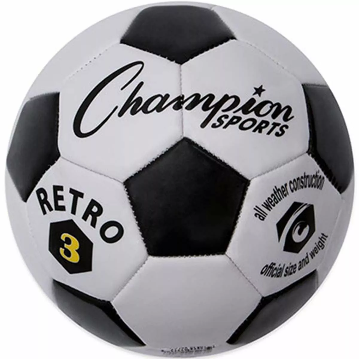 Champion Retro Black & White Soccer Ball, Size 3, 4 & 5 3 Champion Retro Black & White Soccer Ball, Size 3, 4 & 5 - Image 3