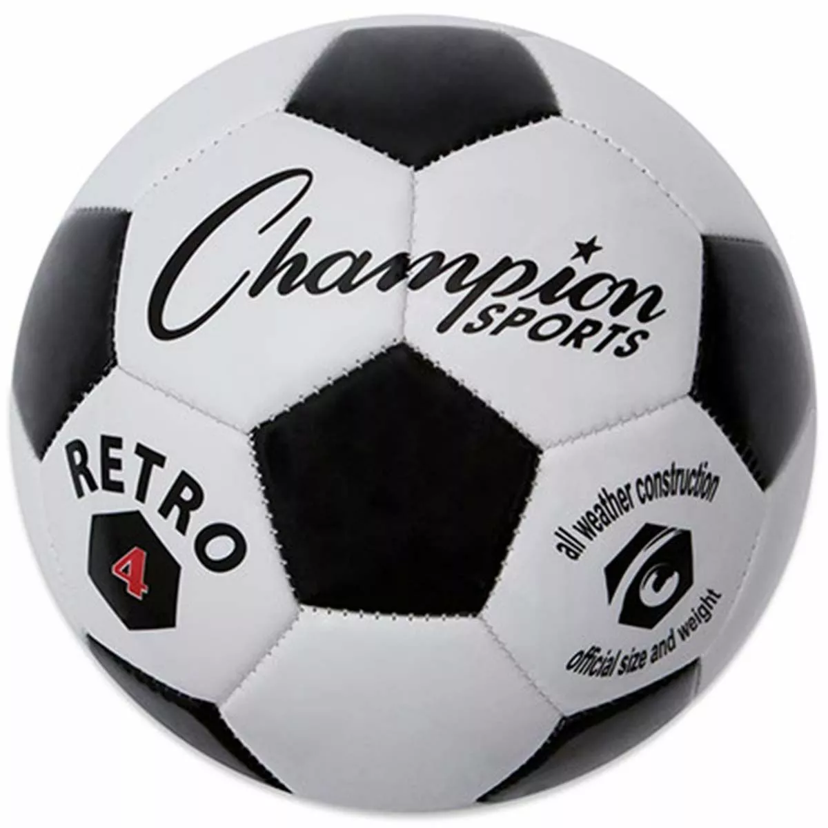 Champion Retro Black & White Soccer Ball, Size 3, 4 & 5 4 Champion Retro Black & White Soccer Ball, Size 3, 4 & 5 - Image 4