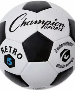 Champion Retro Black & White Soccer Ball, Size 3, 4 & 5